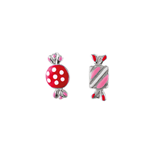 BOUCLES D'OREILLES TIGE ARGENT RHODIÉ ENFANT BONBON ROSE
