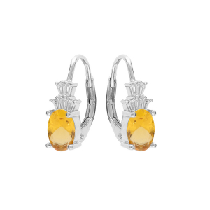 BOUCLES D'OREILLES ARGENT RHODIÉ OXYDE BLANC ET COULEUR MIEL