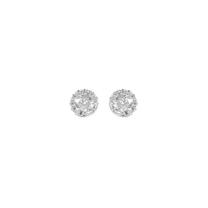 BOUCLES D'OREILLES ARGENT RHODIÉ RONDE OXYDES BLANCS SERTIS