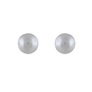 BOUCLES D'OREILLES TIGE ARGENT RHODIÉ PERLE IMITATION BLANCHE 6MM