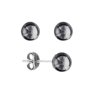 BOUCLES D'OREILLES TIGE ARGENT RHODIÉ PERLE IMITATION GRISE 6MM