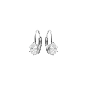 BOUCLES D'OREILLES DORMEUSE ARGENT RHODIÉ OXYDE BLANC SERTI