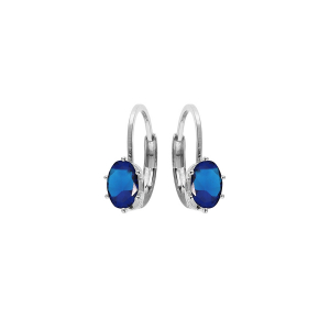 BOUCLES D'OREILLES DORMEUSE ARGENT RHODIÉ OXYDE BLEU FONCÉ SERTI