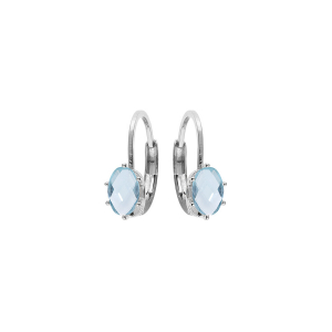 BOUCLES D'OREILLES DORMEUSE ARGENT RHODIÉ OXYDE BLEU CIEL SERTI