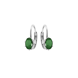 BOUCLES D'OREILLES DORMEUSE ARGENT RHODIÉ OXYDE VERT SERTI