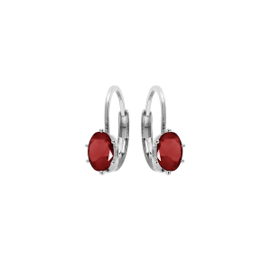 BOUCLES D'OREILLES DORMEUSE ARGENT RHODIÉ OXYDE ROUGE SERTI