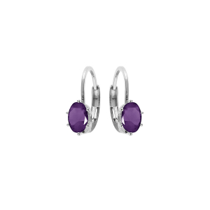 BOUCLES D'OREILLES DORMEUSE ARGENT RHODIÉ OXYDE VIOLET SERTI
