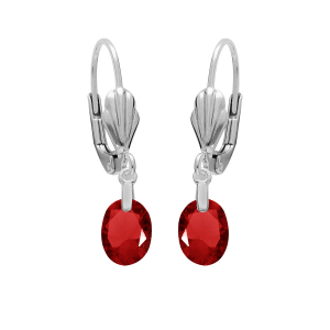 BOUCLES D'OREILLES DORMEUSE ARGENT RHODIÉ GOUTTE OXYDE GRENAT FONCÉ FACETÉ