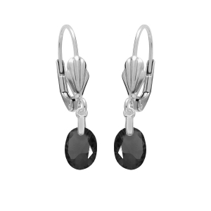 BOUCLES D'OREILLES DORMEUSE ARGENT RHODIÉ GOUTTE OXYDE NOIR FONCÉ FACETÉ