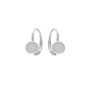 BOUCLES D'OREILLES ARGENT RHODIÉ DORMEUSE ROND OXYDES BLANCS SERTIS