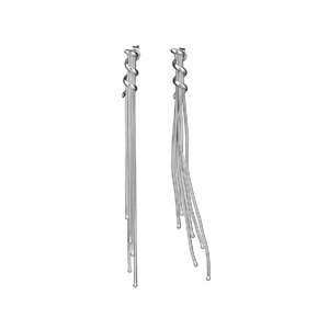 BOUCLES D'OREILLES ARGENT RHODIÉ LONGUES MULTI CHAINES