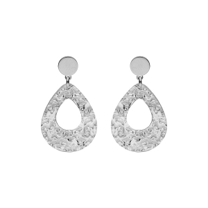 BOUCLES D'OREILLES TIGE ARGENT RHODIÉ GOUTTE MARTELÉE