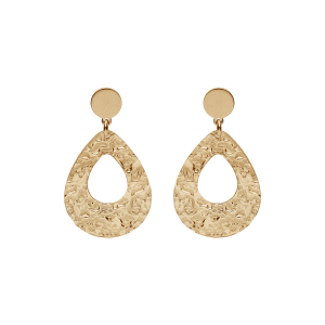 BOUCLES D'OREILLES TIGE ARGENT ET DORURE JAUNE GOUTTE MARTELÉE