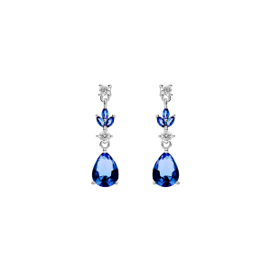 BOUCLES D'OREILLES TIGE ARGENT RHODIÉ OXYDES BLEU ET BLANC