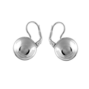 BOUCLES D'OREILLES ARGENT RHODIÉ BOULE 14MM