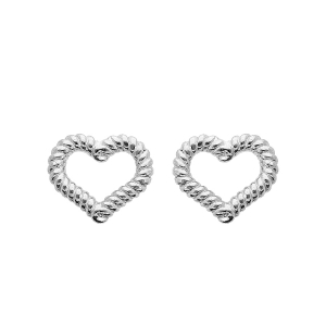 BOUCLES D'OREILLES TIGE ARGENT RHODIÉ COEUR TORSADÉ AJOURÉ