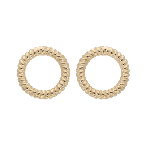 BOUCLES D'OREILLES TIGE ARGENT ET DORURE JAUNE CERCLE TORSADÉ EVIDÉ