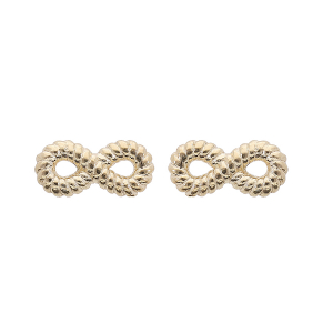 BOUCLES D'OREILLES TIGE ARGENT ET DORURE JAUNE INFINI TORSADÉ