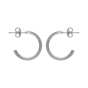 CRÉOLES TIGE ARGENT RHODIÉ TUBE TRIANGLE  15MM