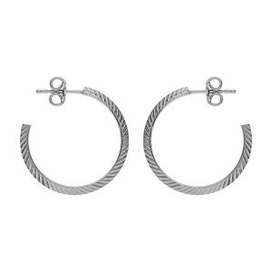 CRÉOLES TIGE ARGENT RHODIÉ TUBE TRIANGLE  20MM