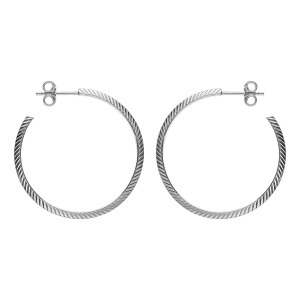 CRÉOLES TIGE ARGENT RHODIÉ TUBE TRIANGLE  30MM