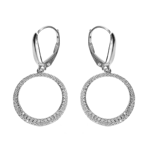 BOUCLES D'OREILLES DORMEUSE ARGENT RHODIÉ CERCLE EVIDÉ OXYDES BLANCS
