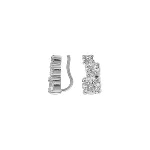 BOUCLES D'OREILLES ARGENT RHODIÉ CHEMIN D'OREILLE 3 OXYDES BLANCS