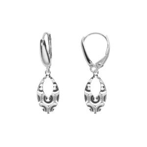 BOUCLES D'OREILLES DORMEUSE ARGENT RHODIÉ OVALE MARTELÉ