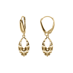 BOUCLES D'OREILLES DORMEUSE ARGENT DORÉ OVALE MARTELÉ