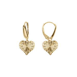 BOUCLES D'OREILLES DORMEUSE ARGENT DORÉ COEUR MARTELÉ