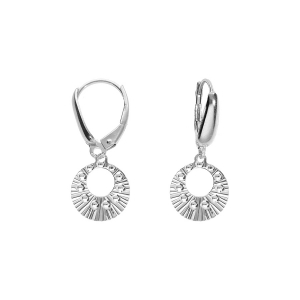BOUCLES D'OREILLES DORMEUSE ARGENT RHODIÉ CERCLE MARTELÉ
