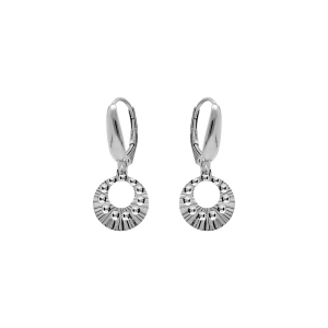 BOUCLES D'OREILLES DORMEUSE ARGENT RHODIÉ CERCLE MARTELÉ