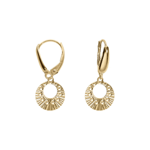 BOUCLES D'OREILLES DORMEUSE ARGENT DORÉ JAUNE CERCLE MARTELÉ
