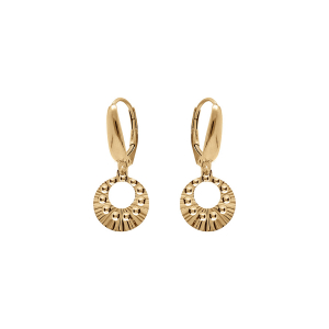 BOUCLES D'OREILLES DORMEUSE ARGENT DORÉ JAUNE CERCLE MARTELÉ