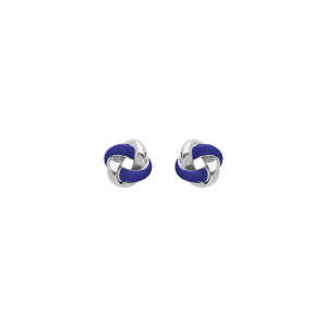 BOUCLES D'OREILLES TIGE ARGENT RHODIÉ ROSAS RÉSINE BLEUE