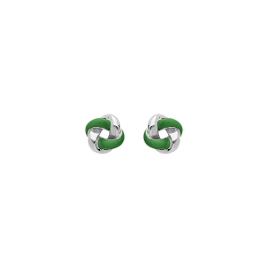 BOUCLES D'OREILLES TIGE ARGENT RHODIÉ ROSAS RÉSINE VERTE