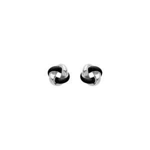 BOUCLES D'OREILLES TIGE ARGENT RHODIÉ ROSAS RÉSINE NOIRE