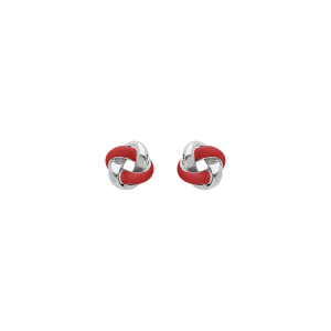 BOUCLES D'OREILLES TIGE ARGENT RHODIE ROSAS RÉSINE ROUGE