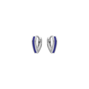 BOUCLES D'OREILLES TIGE ARGENT RHODIÉ ARTICULÉE FORME V RÉSINE BLEUE