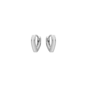BOUCLES D'OREILLES TIGE ARGENT RHODIÉ ARTICULÉE FORME V RÉSINE BLANCHE
