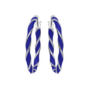 CRÉOLES ARGENT RHODIÉ ARTICULÉE 25MM RÉSINE BLEUE