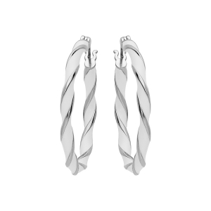 CRÉOLES ARGENT RHODIÉ ARTICULÉE 25MM RÉSINE BLANCHE