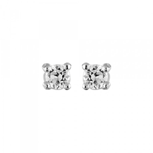BOUCLES D'OREILLES SOLITAIRE ARGENT RHODIÉ OXYDE SERTI GRIFFE 2 MM
