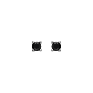BOUCLES D'OREILLES SOLITAIRE ARGENT RHODIÉ OXYDES NOIRES SERTI GRIFFE 2 MM