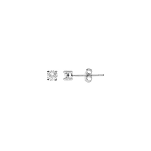 BOUCLES D'OREILLES TIGE SOLITAIRE ARGENT RHODIÉ RONDE 3MM SERTI GRIFFES