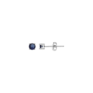 BOUCLES D'OREILLES TIGE ARGENT RHODIÉ RONDE 3MM OXYDE BLEU FONCÉ  SERTI 4 GRIFFES