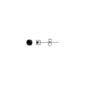 BOUCLES D'OREILLES TIGE SOLITAIRE ARGENT RHODIÉ OXYDES NOIRES RONDE 3MM SERTI GRIFFES