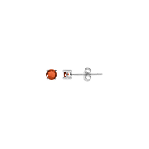 BOUCLES D'OREILLES TIGE SOLITAIRE ARGENT RHODIÉ RONDE 3MM OXYDE GRENAT SERTI 4 GRIFFES