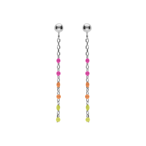 BOUCLES D'OREILLES TIGE ARGENT RHODIÉ OLIVE RÉSINE MULTICOLORE DEGRADÉ ROSE VERT