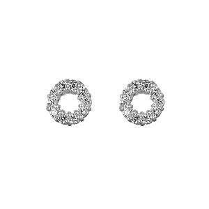 BOUCLES D'OREILLES PETIT ROND SERTI OXYDES BLANCS FERMOIR POUSSETTE ARGENT
